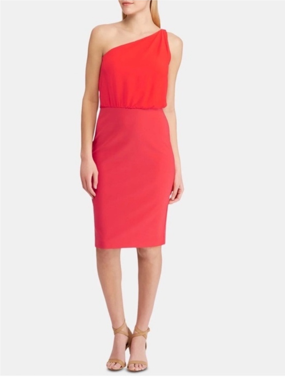 Ralph Lauren One-Shoulder Red Sheath Dress size 12